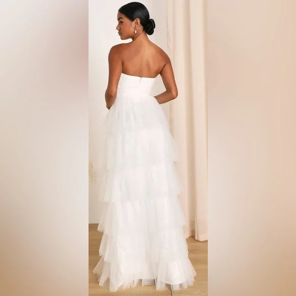 White Strapless Dress - Picture 3 of 6